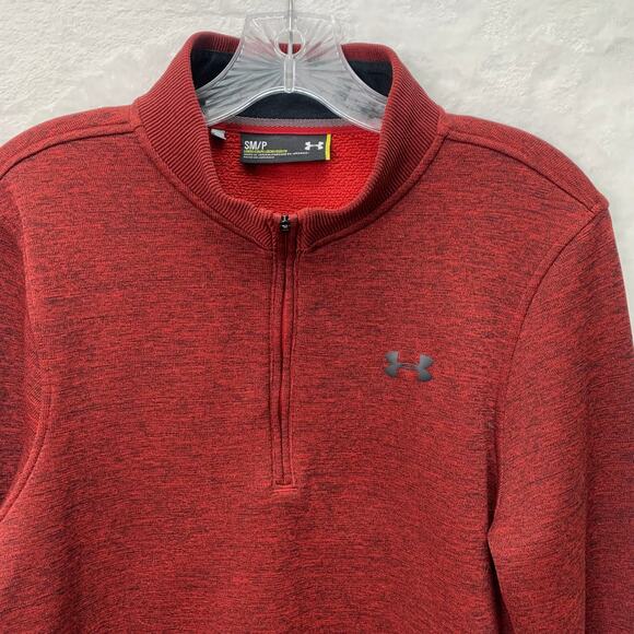 Under Armour Sz Small Red 1/4 Zip STORM Fleece Lined Long Sleeve Sweatshirt - Picture 6 of 6
